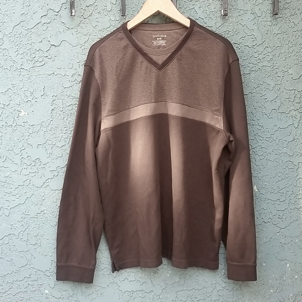 Van Heusen Men's Shirt Long Sleeve Brown Size XL